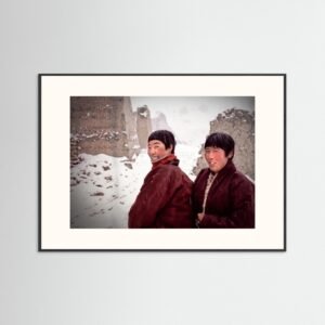 Nuns in snowstorm, Targon Nunnery, Nangchen