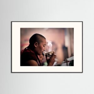 Nun drinking tea, Getchak Gonpa, Tibet