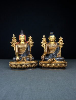 Lonchenpa and Jigme Lingpa- 9 inch 24k Part-gold Two-toned antique (1.2)