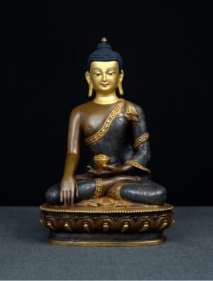 Shakyamuni Buddha- 8 inch 24k Part-gold two-toned antique