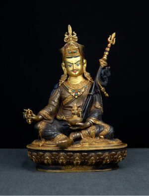 Padmasambhava - 10 inch 24k Part-gold Two-toned antique