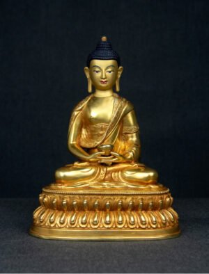 Amitabha Buddha- double lotus- 8 inch 24k Full-gold antique